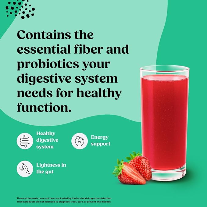 ColonBroom Psyllium Husk Powder - Colon Cleanse for Bloating Relief &amp Gut Health - Fiber Powder Drink - Easy to Mix - Vegan Gluten Free Non-GMO - Strawberry (100 Servings)