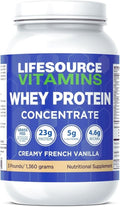 LifeSource Vitamins 3 lb Grass Fed Whey Protein Concentrate - Creamy French Vanilla w/Stevia - Free Priority Shipping