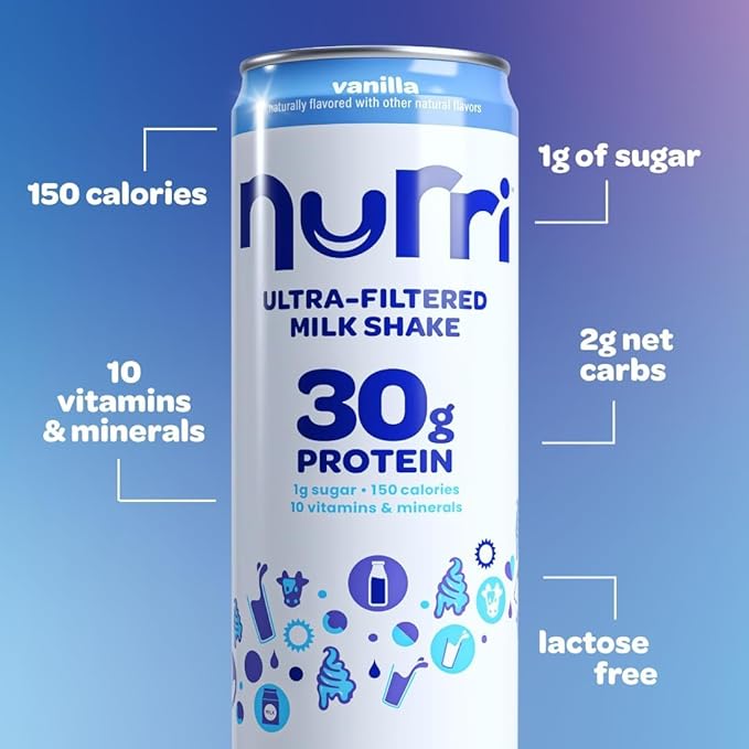 Nurri Ultra-Filtered Protein Shakes (12 Pack Vanilla) – 30g Protein 150 Calories 1g Sugar – Lactose Free Ready to Drink Recovery – Bundled with Taste Valley Soft Sea Salt Caramels Gift Pouch