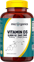 Vitamin D3 5000 IU – Bone Immune &amp Mood Support – Bioactive Cholecalciferol – 240 Softgels 240 Servings