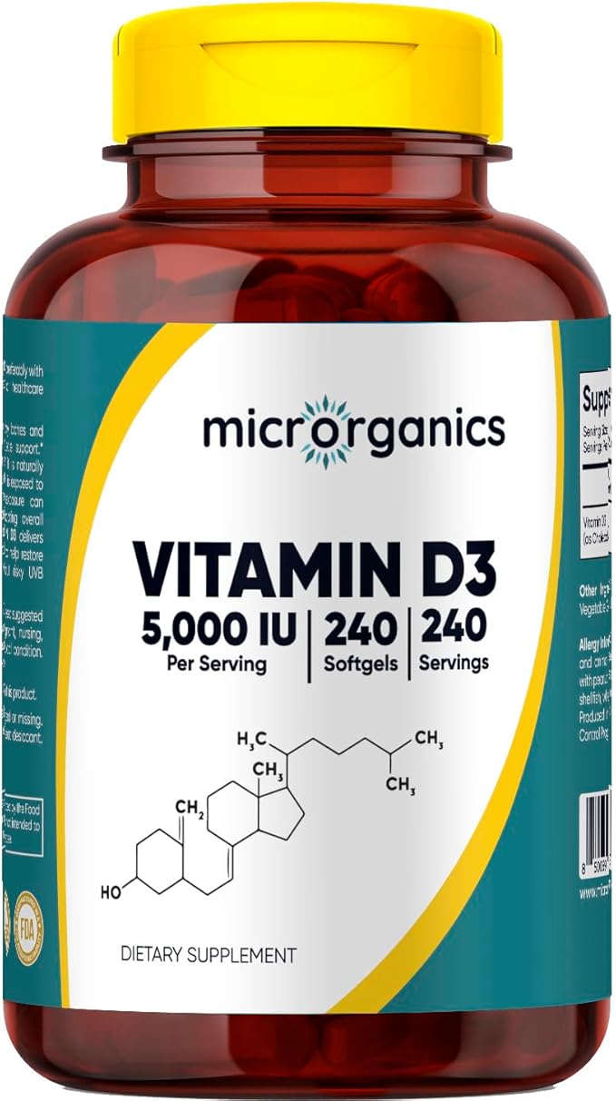 Vitamin D3 5000 IU – Bone Immune &amp Mood Support – Bioactive Cholecalciferol – 240 Softgels 240 Servings