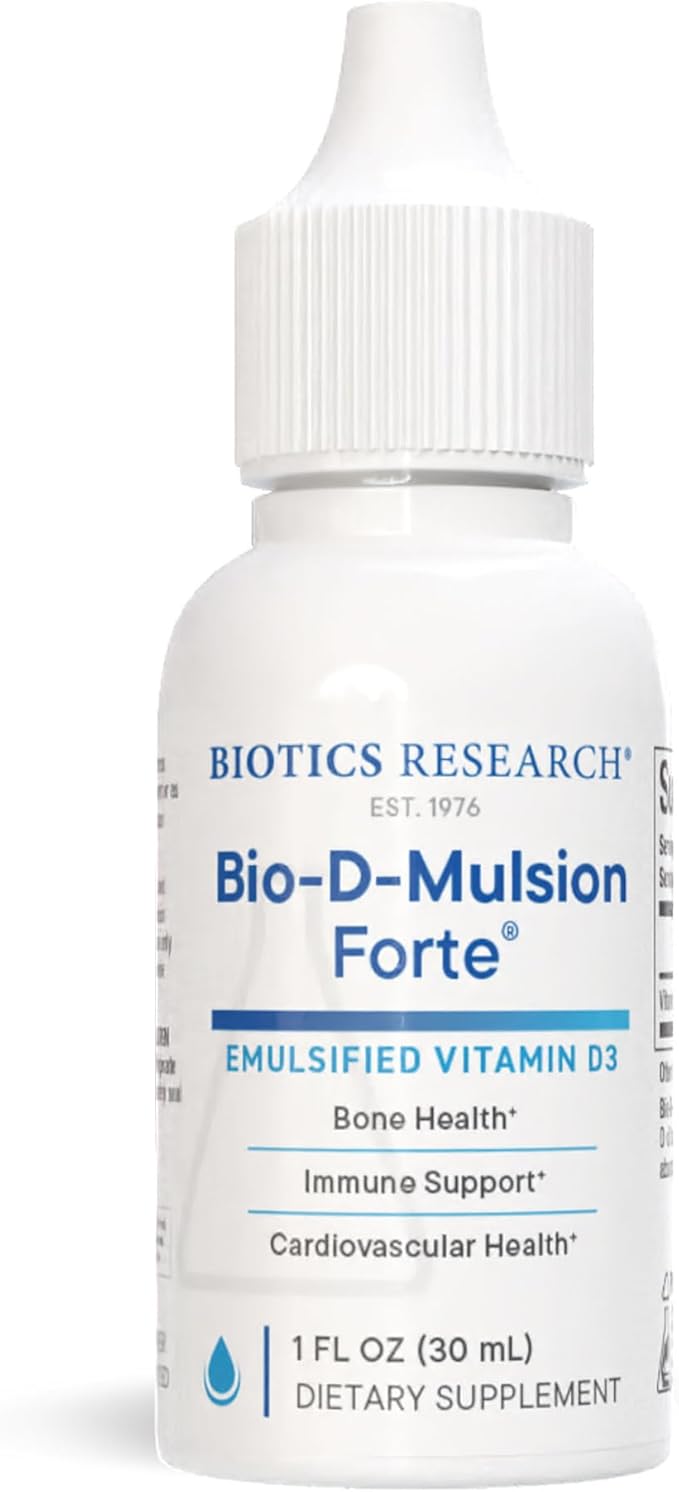 Biotics Research Bio-D-Mulsion Forte Vitamin D3 for Bone Immune &amp Heart Health + Biomega-1000 Omega-3 Fish Oil for Heart Brain &amp Immune Support – 1 fl oz &amp 90 Softgels