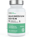 Magnesium Seven | 7 Forms of Magnesium in One - Glycinate Orotate Taurate Lactate Malate Citrate Sucrosomial | 120 Capsules 30 Day Supply | Manganese and Vitamin B6 for Absorption