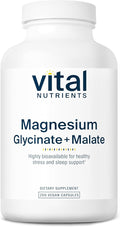 Vital Nutrients Magnesium Glycinate + Malate - 120mg Vegan Magnesium Supplement for Women and Men - Muscle Heart Bone Support* - Promotes Relaxation - Gluten Dairy and Soy Free - 200 Capsules