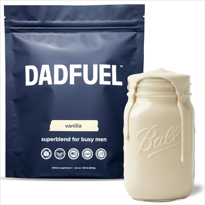 DADFUEL All-in-One Meal Replacement Shake for Men | 25g Whey Protein Isolate + 70+ Superfoods &amp Nutrients | Non-GMO Gluten-Free No Added Sugar | Smooth Taste Easy Mix | 15 Servings