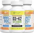 Daily Wellness Bundle — 1x Vitamin D3 + K2 &amp 2X Immunity Boosters | Supports Bones Immune Health &amp Vitality | Non-GMO Gluten-Free Sugar-Free Made in USA