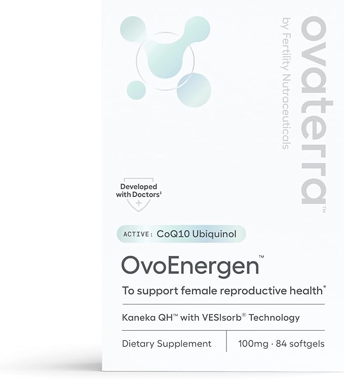 Ovaterra OvoEnergen CoQ10 Supplement for Women to Support Reproductive Health and Egg Health Fertility Booster with Kaneka QH VESIsorb® Technology 84-100mg Softgel Capsules - 28 Day Supply