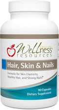 Wellness Resources Hair Skin &amp Nails with Biotin Cynatine HNS Keratin OptiMSM Bamboo &amp Grape Seed Extract – Supplement for Stronger Nails Healthier Hair &amp Youthful Skin (90 Capsules)