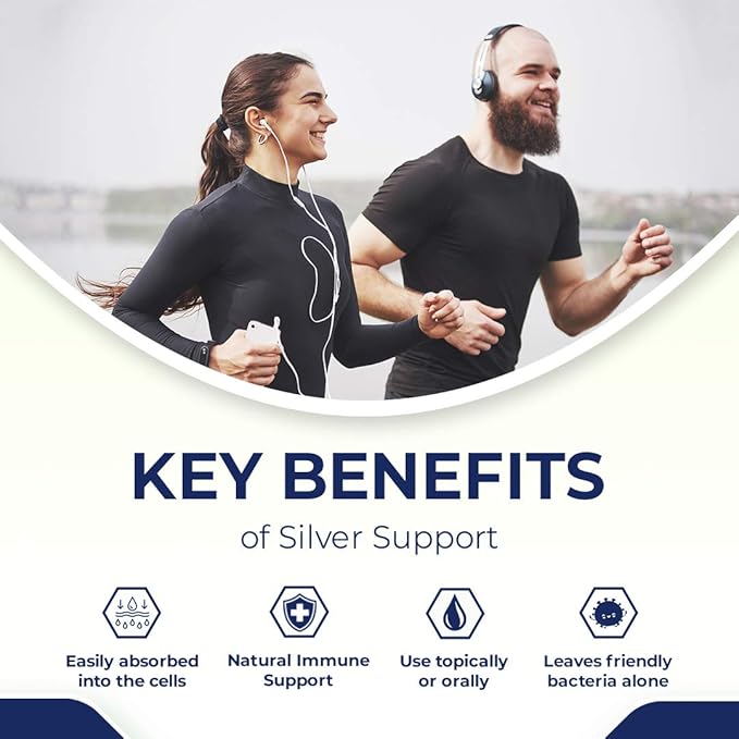 Silver Support - Herbal Immune Support Supplement Nano-sized Silver Solution Immune Booster for Kids Pets &amp Adults Purified Silver Fortify Your Immune System for Cold and Flu Season - 4 Gallo