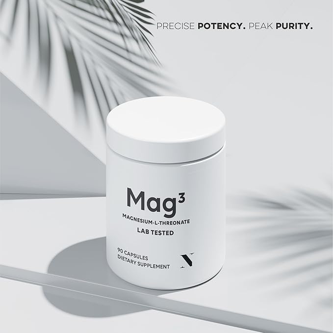 Mag3 – Magnesium L Threonate 2000mg Per Serving 30 Servings of Pharmaceutical Grade Non-GMO Soy Free Gluten Free Vegetarian Capsules - Supplement for Brain &amp Joint