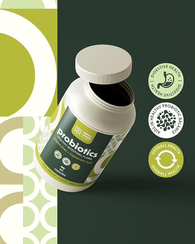 Alpha &amp Omega Nutrition Probiotics 15 Billion CFU Designed for Overall Digestive Health and Supports Occasional Constipation Diarrhea Gas &amp Bloating Immune Health - 60 Veggie Caps 2 Mo Su