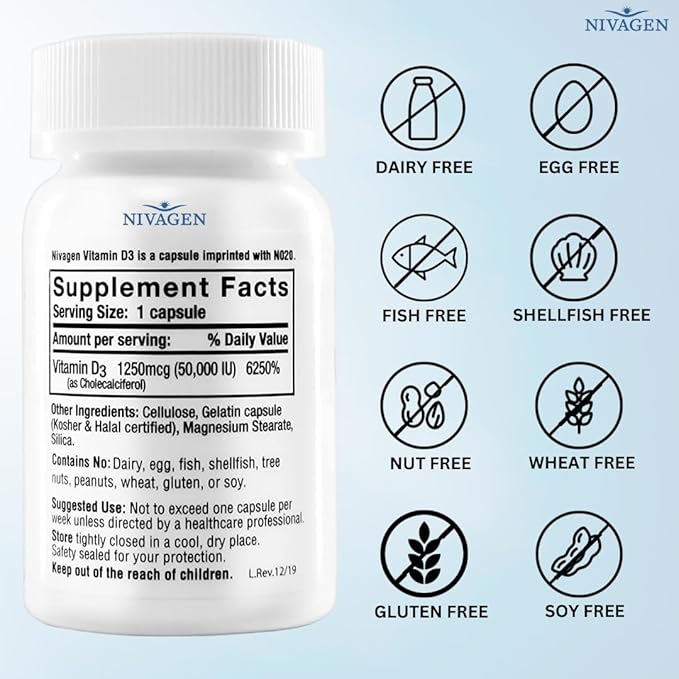 Vitamin D2 Liquid Drops (Ergocalciferol) 400 IU - 60ml (8000 USP 1200 Servings) + Vitamin D3 50000 IU Capsules (100 Count)