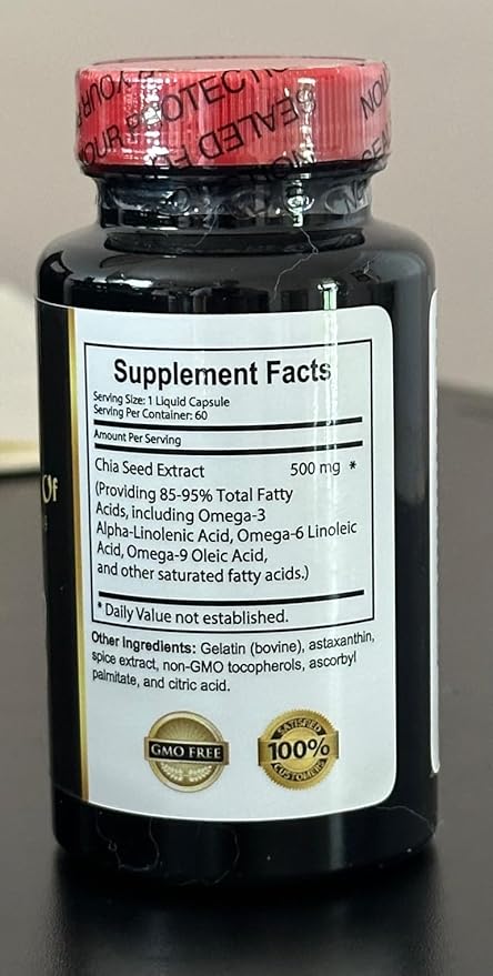Omega 3 Fatty acids for Women - CHIA Seed - Energy Supplements for Menopause Digestive enzymes for Women Chia Seeds with Omega-3-1 Bottle 60 Softgels