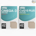 Veru Wellness Cardiovascular &amp Brain Strength Duo Lifestyle Patches Omega3 Coenzyme Q10 - Self Adhesive Time Release Topical Patch 8-10 Hours (42 Day Supply)