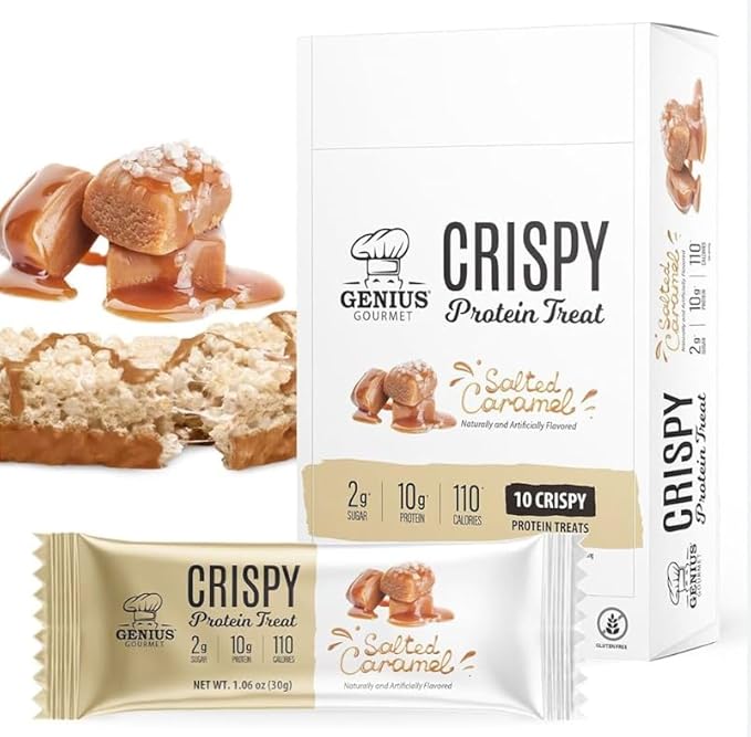 KETO protein Bar Crispy Treat Salted Caramel Keto Low Carb Low Sugar &amp Gluten Free Protein Snacks for Adults 10g Protein of Whey per Bar 5 Net Carbs On The Go Snack 10 CT