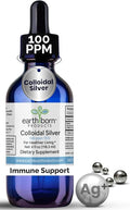 Earthborn Colloidal Silver Liquid (4oz) - 100PPM Pure Monatomic Silver Water - 99.9% Natural Nano Silver Liquid Supplement for Immune Support* Non-GMO Glass Bottle | Made in USA