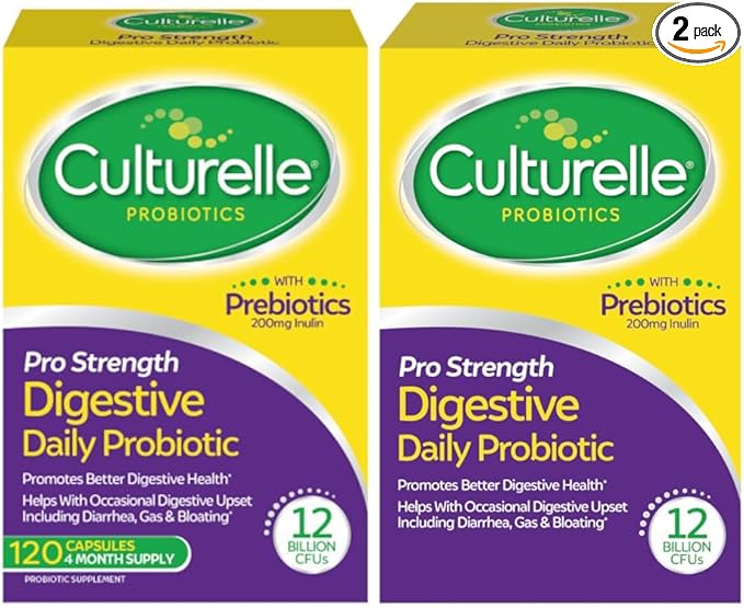 Culturelle Pro Strength Daily Probiotic Digestive Capsules Naturally Sourced Probiotic Strain Proven to Support Digestive &amp Immune Health Gluten &amp Soy Free 4 Month Supply 60 Count (Pack o