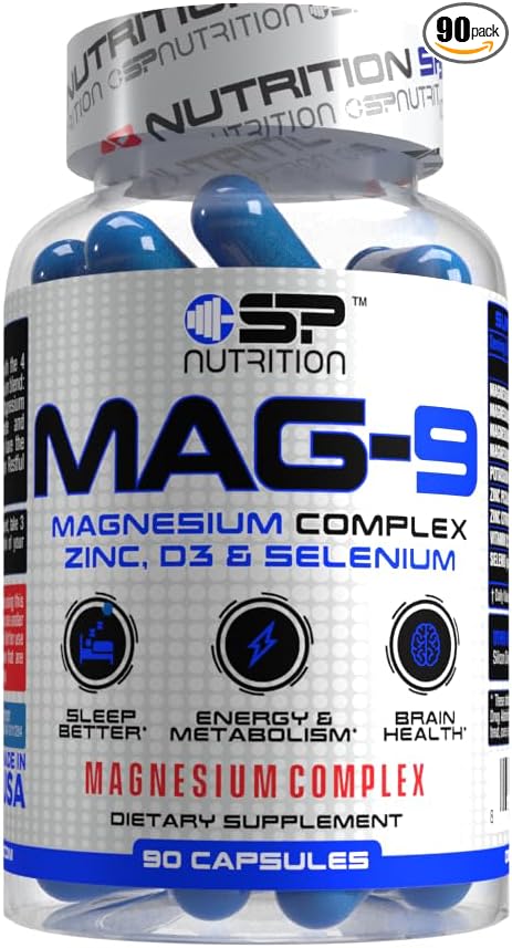 SP Nutrition MAG-9 Magnesium Complex Zinc D3 &amp Selenium for Sleep &amp Energy Support 90 Capsules