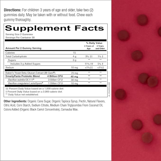 SmartyPants Kids Probiotic Immunity Gummies: Prebiotics &amp Probiotics for Digestive Health &amp Women's Multivitamin Gummies: Omega 3 Fish Oil (EPA/DHA)