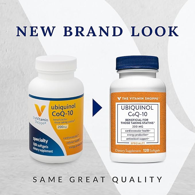 The Vitamin Shoppe Ubiquinol CoQ-10 200mg Beneficial for Those (120 Softgels)