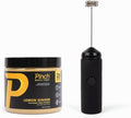 Pinch Magic Fiber &amp Mixer Set | Prebiotic Fiber Supplement for Gut Health | Psyllium Husk Powder Keto Vegan Low Sugar | Portable Hand Mixer for Smooth Blending | USA-Made Lemon Ginger Flavor