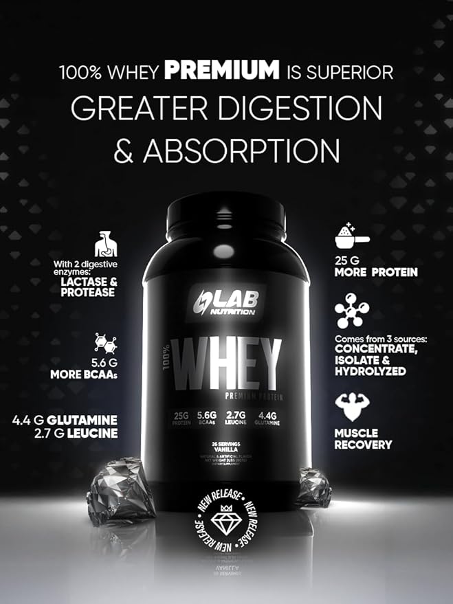 Premium Whey Protein Powder 25g Protein Gluten Free 2 lb (32 oz) 25 Servings (Vanilla)