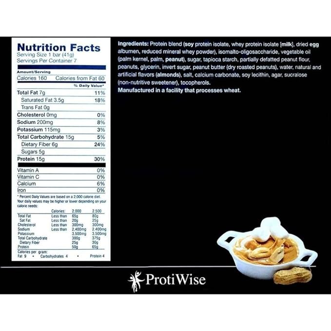 Protiwise High Protein Nutrition Bar | Fluffy Nutter | 15g Protein Bar | Meal Replacement Bar | Gluten Free Low Fat Low Sugar Keto-Friendly | Crush Cravings Lose Weight | 2 Box Pack (7/box)