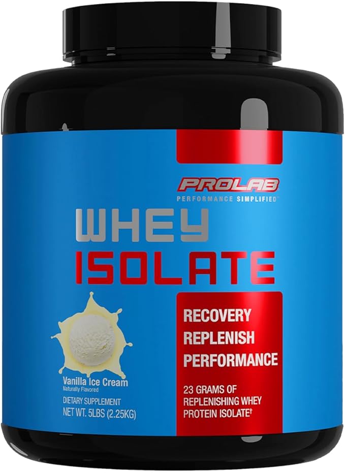 Prolab Whey Isolate 5LB Ultra-Pure Fast-Absorbing Whey Protein Isolate with 23g Protein &amp BCAAsSupports Lean Muscle Growth Recovery &amp Performance (Vanilla Ice Cream)