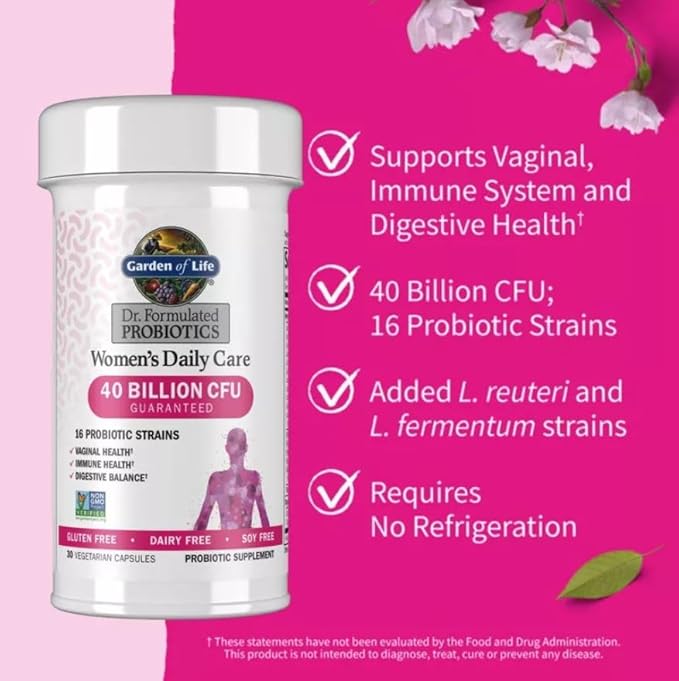 Garden of Life Dr. Formulated Women’s Daily Care Probiotics Vitamins for Digestive Gut Health and Immune Support 30 Count