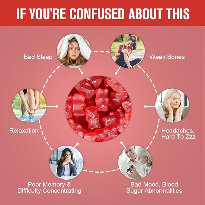 Sugar Free Magnesium Glycinate Gummies 500mg Magnesium Glycinate with 200mg Magnesium Malate Taurate Oxide COQ10 Vitamin B6 and D3 Relaxation Calm Mood 60 Raspberry Gummies(3 Pack)