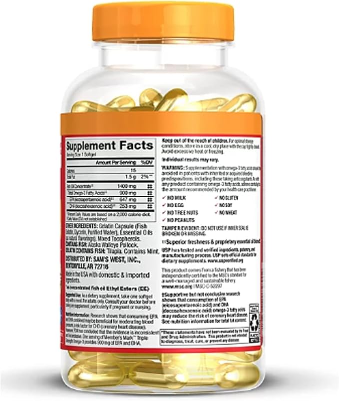 900 mg. Triple Strength Omega-3 from Fish Oil (150 ct.) - Supports Heart Health