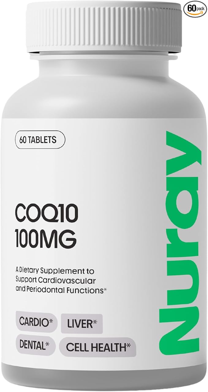Nuray COQ10 100mg and Vitamin E Chewable Tablets - Quick Dissolving Orange Flavored Energy Supplements - Supports Heart Health &amp Liver Function - 60 Count Vegetarian Gluten Free