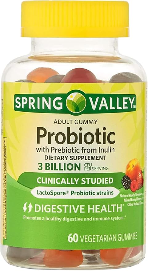 Spring Valley Adult Probiotic + Prebiotic Gummies 60 Count +Better Guide Vitamins Supplements