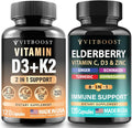 Vitamin D3 K2 Complex with Elderberry Immune Support Supplement 8-in-1 Formula