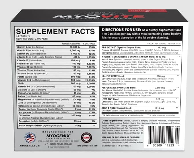 Myogenix Myovite Multivitamin &amp Myolean Whey Protein Bundle – Complete Daily Nutrition &amp Wellness Support