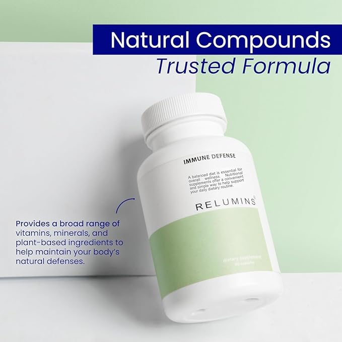 Relumins Immune Boost &amp Immune Defense Supplement Set – Daily Capsules with Vitamins C D3 K1 Zinc Selenium Lactoferrin Echinacea &amp Bioflavonoids for Complete Immune Support