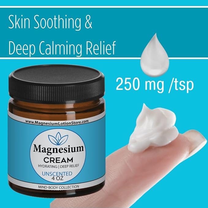 Unscented Magnesium Lotion Topical Magnesium Cream for Sleep Leg Cramps &amp Pain Muscle Relaxation Calm Moisturizing Supplement with Coconut Oil Shea Butter