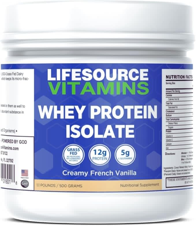 LifeSource Vitamins 1.1 lb Grass Fed Whey Protein Isolate - Creamy French Vanilla w/Stevia