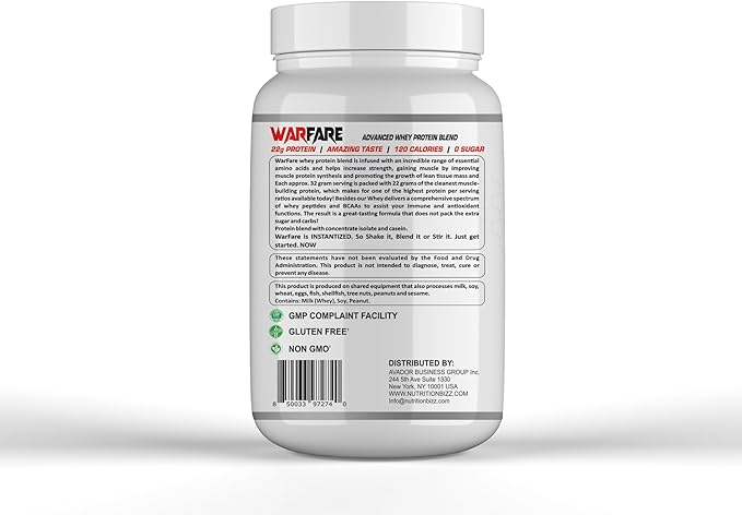 Warfare 2 lbs Advanced Whey Protein Blend 22g Protein per Serving Amazing Flavors (2 lbs Chocolate Peanut Butter)