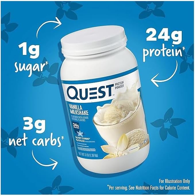 Quest Vanilla Milkshake 24g Protein 3 Pound and Cookies &amp Cream 20g Protein 1.6 Pound Protein Powders