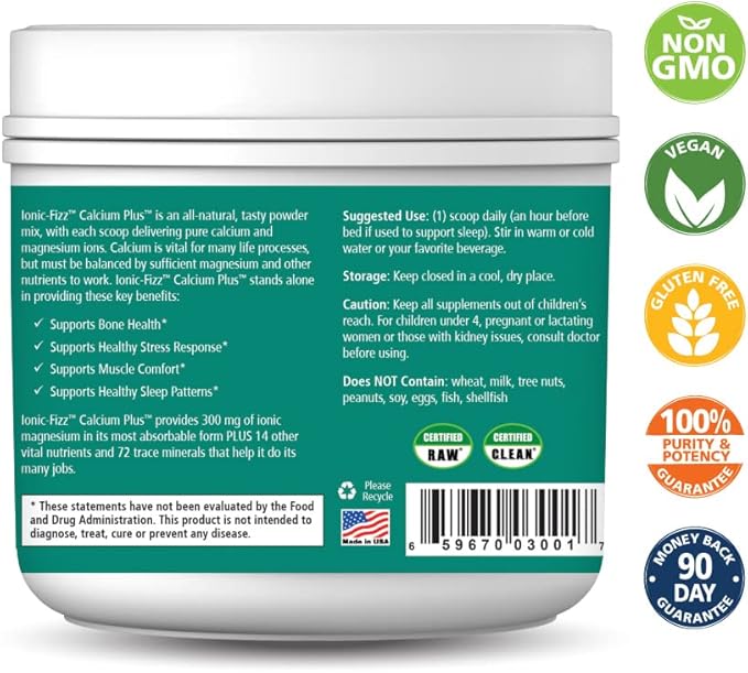 Ionic Fizz Calcium Plus by Pure Essence - Perfect Calcium/Magnesium Ratio with Vitamin A B C D and Potassium Strong Bones - Orange Vanilla - 7.41 oz