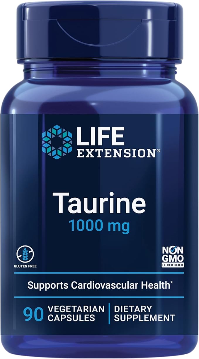 Life Extension Optimized Resveratrol Elite 60 Capsules &amp Taurine 1000mg 90 Capsules Bundle