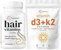 Micro Ingredients Vitamin D3 5000iu + K2 100mcg Softgels &amp Hair Vitamins Complex Capsules Bundle 2 Pack | Essential Sunshine Vitamins | 14-in-1 Advanced Hair Growth Support
