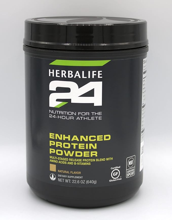 Herbalife 24 Enhanced Protein Powder: Natural Flavor (640 G) for The 24-Hour Athlete Natural Flavor No Artificial Sweetener 0g Added Sugar Gluten-Free