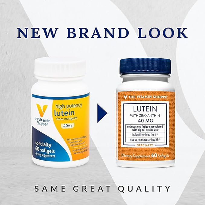 The Vitamin Shoppe Lutein 40MG - Eye Health Vision Support &amp Blue Light Protection Carotenoid Antioxidant (60 Softgels)