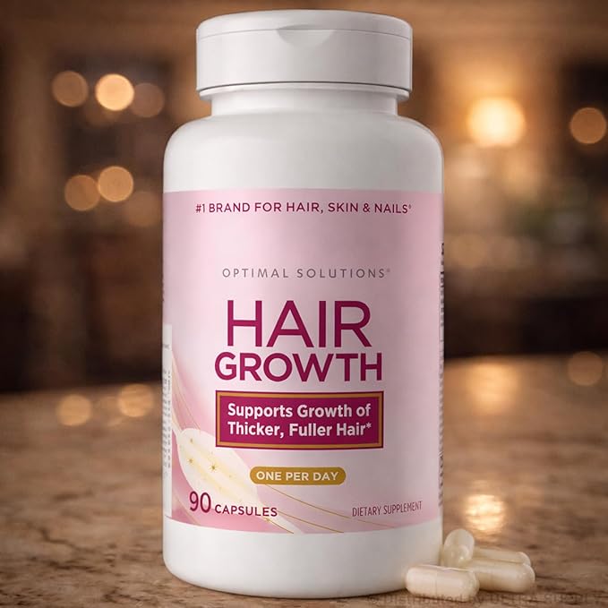 NB Optimal-Solutions Hair Growth 90 Capsules with Biotin 10000 mcg Silicon Arginine Non GMO