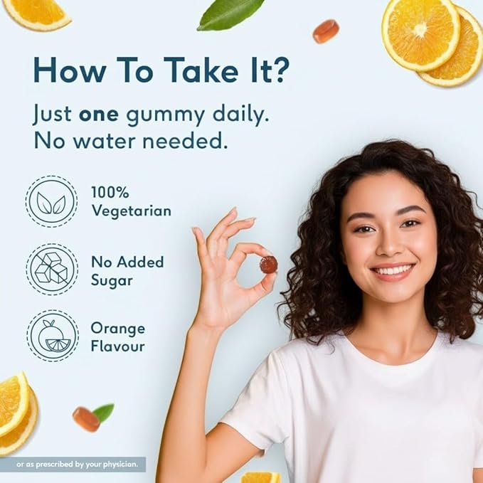 HK Multivitamin Gummies(Orange 60 Days Pack) | for Men &amp Women | Boosts Energy &amp Immunity Supports Joint Health | 60 Gummies