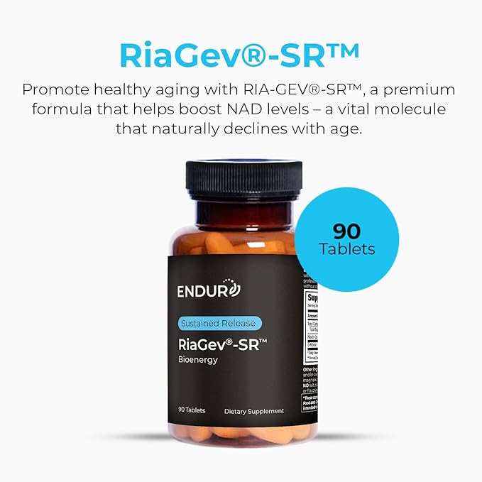 ENDUR-RIAGEV - Ribose + B3 - SR (Sustained Release) 600 mg - Riboside (NR) - NAD+ Booster Niacinamide &amp Ribose for Cellular Energy &amp Healthy Aging Support - Optimal 5–7 HR Absorption - 90 Tab