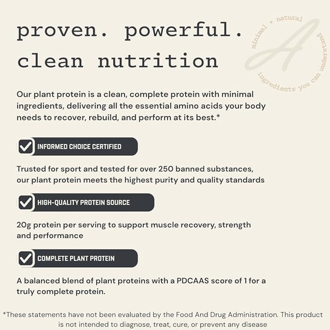 Anea Plant Protein - Vanilla | 20g Vegan Protein | Complete Amino Acids | Dairy-Free Gluten-Free Cholesterol-Free | Smooth Vanilla Flavor | Made in GMP Facility
