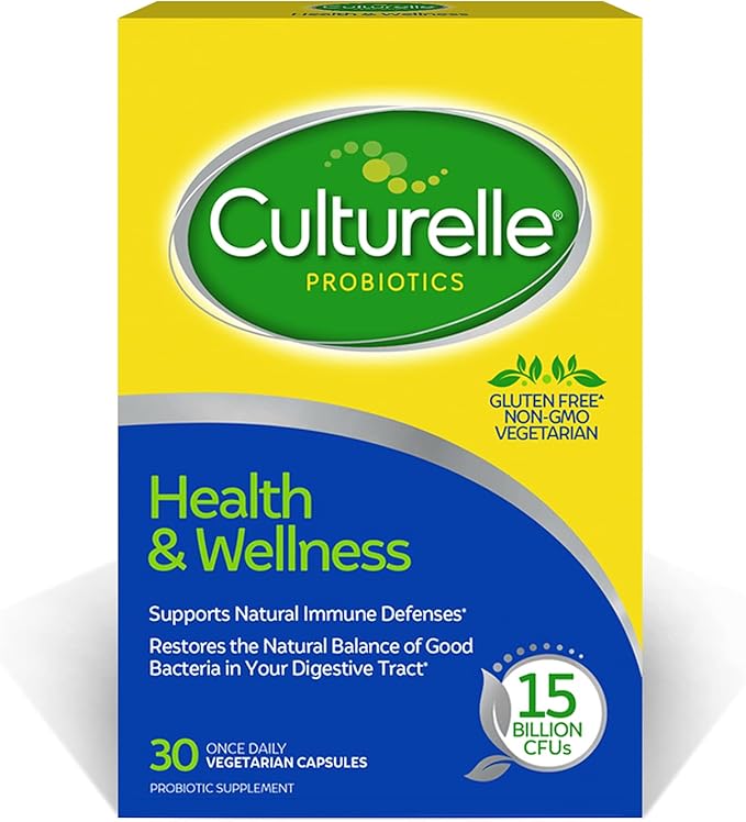 Culturelle Health &amp Wellness Daily Probiotic for Women &amp Men - 30 Count - 15 Billion CFUs &amp A Proven-Effective Probiotic Strain Support your Immune System- Gluten Free Soy Free Non-GMO